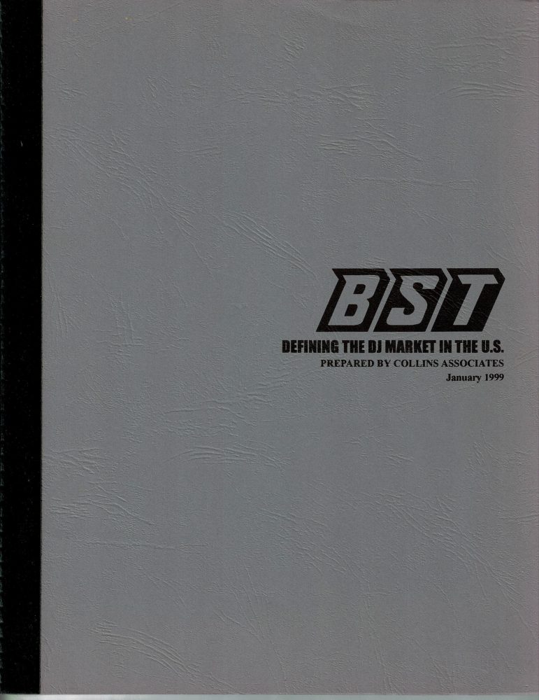 Cover of the BST market study, “Defining the DJ Market in the U.S.”, prepared by Collins Associates, January 1999