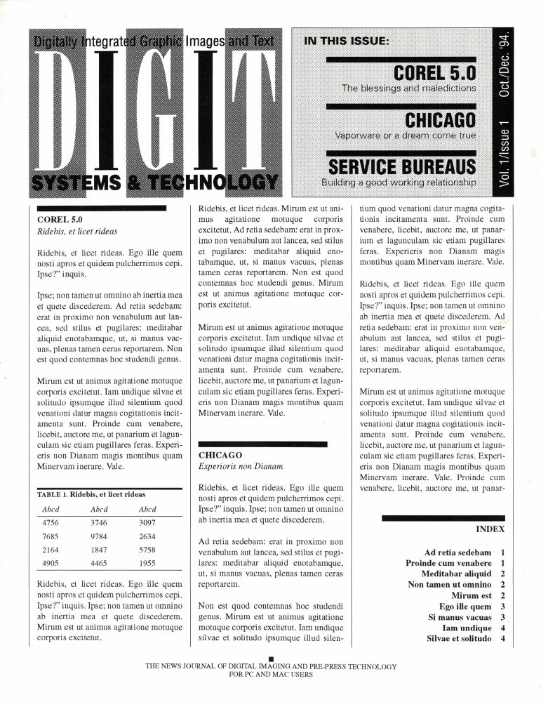 Front page of the DIGIT Systems & Technology prototype issue, Vol. 1 Issue 1, Oct./Dec. ’94